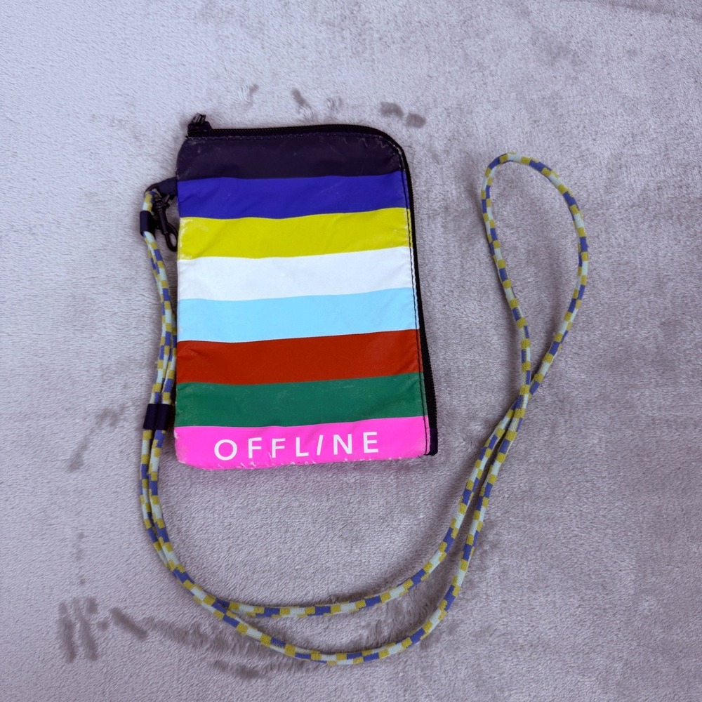 OFFLINE by Aerie Rainbow Striped Crossbody Phone Bag Pouch Multicolor Small
